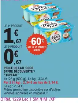 E.Leclerc Yoplait Perle de Lait Coco offre