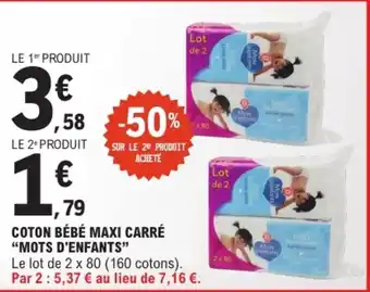 Mots d'enfants Coton bébé maxi carré