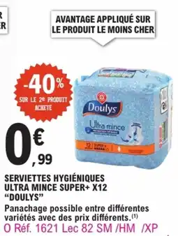 E.Leclerc Doulys Serviettes hygiéniques ultra mince super+ offre