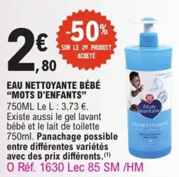 E.Leclerc Mots d'enfants Eau nettoyante bébé offre