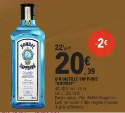 E.Leclerc BOMBAY GIN DISTILLÉ SAPPHIRE offre