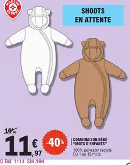 E.Leclerc MOTS D'ENFANTS COMBINAISON BÉBÉ offre