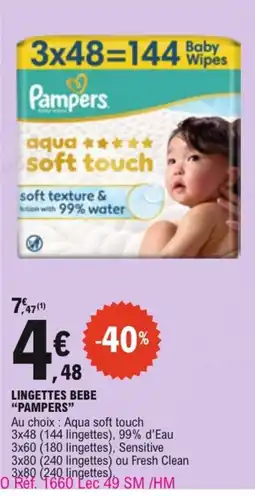 E.Leclerc Pampers Lingettes Bebe offre