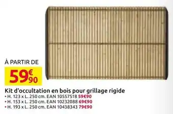 Kit d'occultation en bois pour grillage rigide