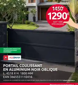 Mr Bricolage ALUSINAN PORTAIL COULISSANT EN ALUMINIUM NOIR OBLIQUE offre
