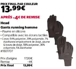Costco Head Gants running homme offre