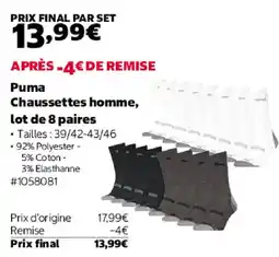 Costco Puma Chaussettes homme offre