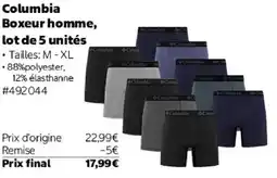Costco Columbia Boxeur homme offre