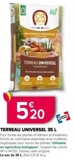 Kiriel OR BRUN Terreau Universel offre