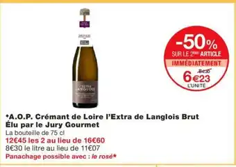 Monoprix A.O.P Crémant de Loire l'Extra de Langlois Brut offre