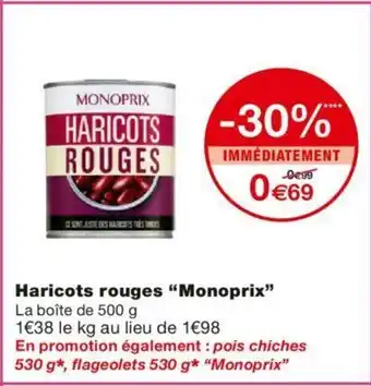 Monoprix Haricots Rouges Monoprix offre