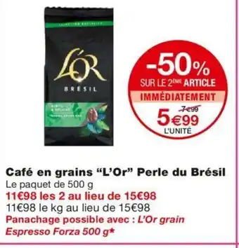 Monoprix Café En Grains L'Or Perle Du Brésil offre