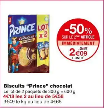 Monoprix Biscuits Prince Chocolat offre