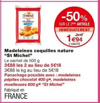 Monoprix Madeleines Coquilles Nature offre