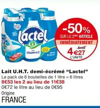 Monoprix Lait U.H.T demi-écrémé Lactel offre
