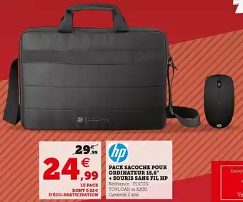 Hyper U Pack Sacoche Pour Ordinateur 15,6 + Souris Sans Fil HP offre