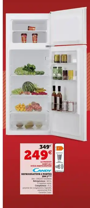 Hyper U Refrigerateur 2 Portes 204 L offre
