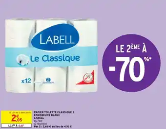 Intermarché Hyper Papier Toilette Classique 2 Épaisseurs Blancs Labell offre