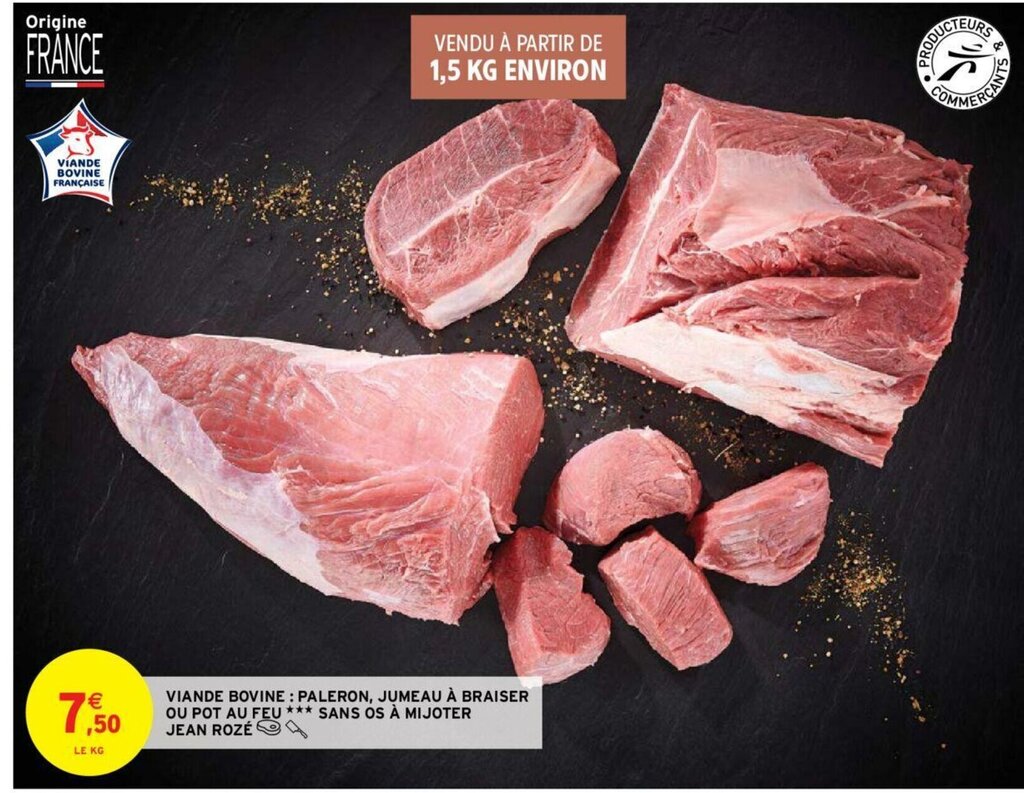 Promo Viande bovine Paleron, Jumeau à braiser ou pot au feu chez