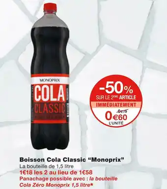 Monoprix Monoprix boisson cola classic offre