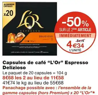 Monoprix L’or capsules de café espresso delizioso offre