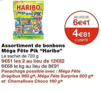 Monoprix Haribo assortiment de bonbons méga fête pik offre