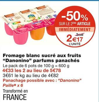 Monoprix Danonino fromage blanc sucré aux fruits parfums panachés offre