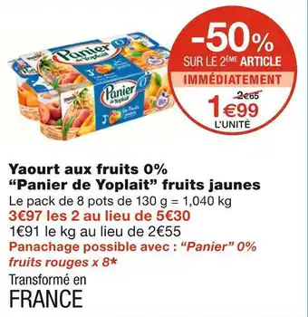 Monoprix Panier de yoplait yaourt aux fruits 0% fruits jaunes offre