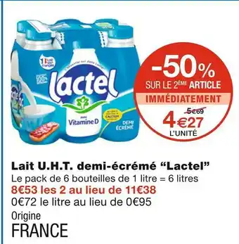 Monoprix Lactel lait u.h.t. demi-écrémé offre