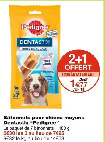 Monoprix Pedigree bâtonnets pour chiens moyens dentastix offre