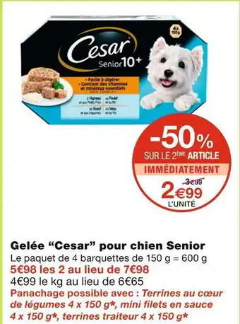 Monoprix Cesar gelée pour chien senior offre