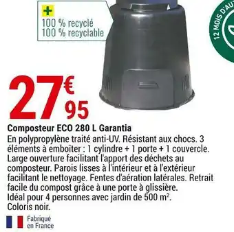 Gamm vert Composteur eco 280 l garantia offre