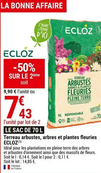 Gamm vert Ecloz terreau arbustes, arbres et plantes fleuries offre
