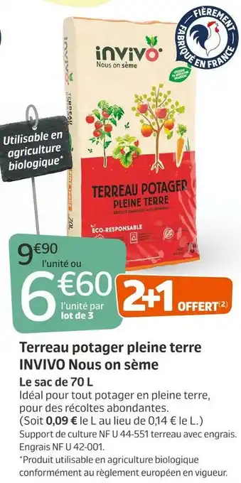 Jardiland Invivo terreau potager pleine terre nous on sème offre