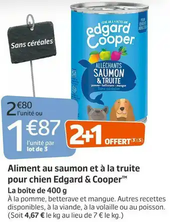 Jardiland Edgard & cooper aliment au saumon et à la truite pour chien offre
