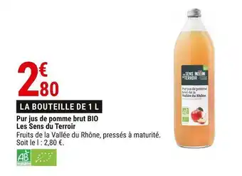 Gamm vert Pur jus de pomme brut bio les sens du terroir offre
