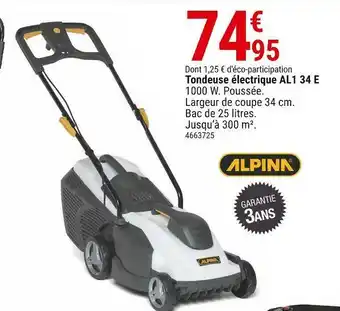 Gamm vert Alpina tondeuse électrique al1 34 e offre