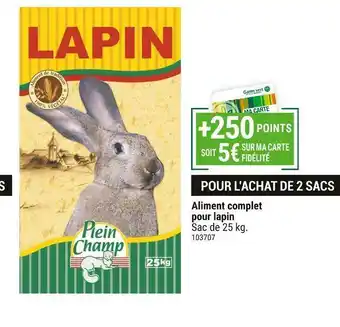 Gamm vert Plein champ bon plan sur l'aliment complet pour lapin offre