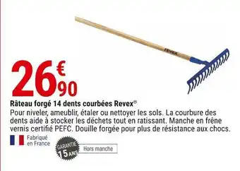 Gamm vert Revex râteau forgé 14 dents courbées offre