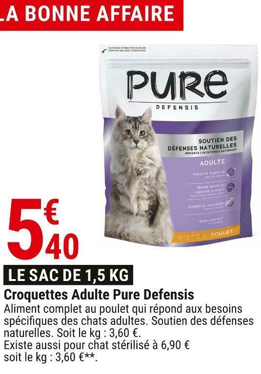 Promo Pure defensis croquettes adulte chez Gamm vert