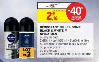Déodornat bille homme black & white nivea men