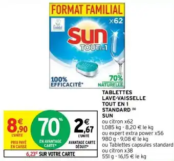 Intermarché Hyper Tablettes lave-vaisselle tout en 1 standard sun offre