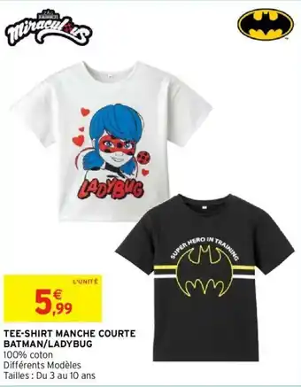 Tee-shirt manche courte batman/ladybug