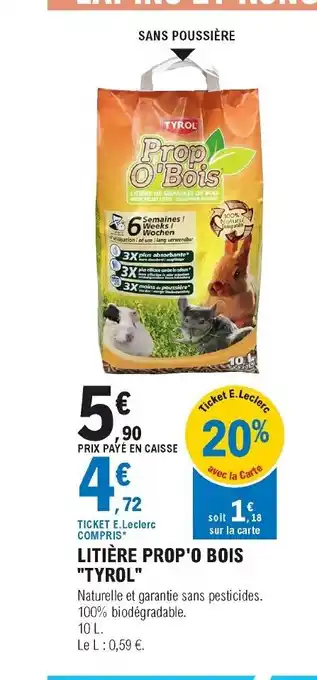 E.Leclerc Brico Litière Prop'O Bois offre