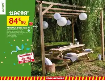 Bricomarché Pergola Bois 3 X 3 M offre