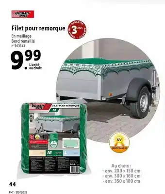 Lidl Filet Pour Remorque Ultimate Speed offre