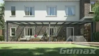 Véranda moderne anthracite mat 10,06 x 3 mètre avec polycarbonate clair