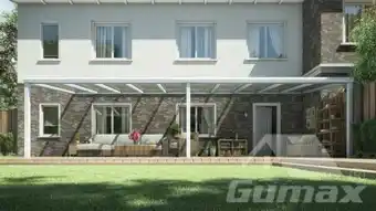 Véranda moderne blanc mat 10,06 x 3 mètre avec toite en verre