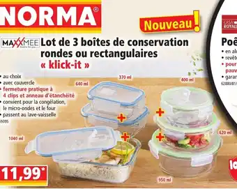 Norma Lot de 3 boîtes de conservation rondes ou rectangulaires offre