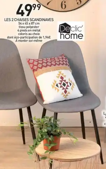 Stokomani Les 2 Chaises Scandinaves 54 x 45 x 87 cm offre
